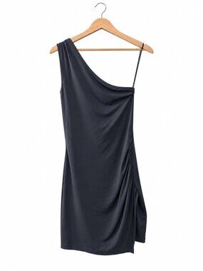Princess Polly Charcoal Grey One Shoulder Ruched Mini Dress S